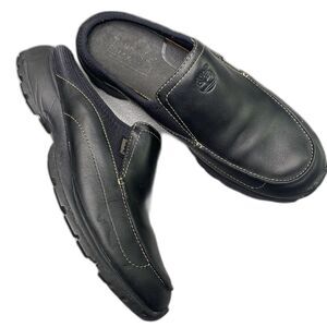 Timberland Smart Comfort Leather Mules Slides Slip-On Stretch Womens 8 Black